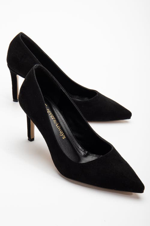 Forever & Always Shoes Perla Pointed Toe Stiletto Pumps In Black Suede