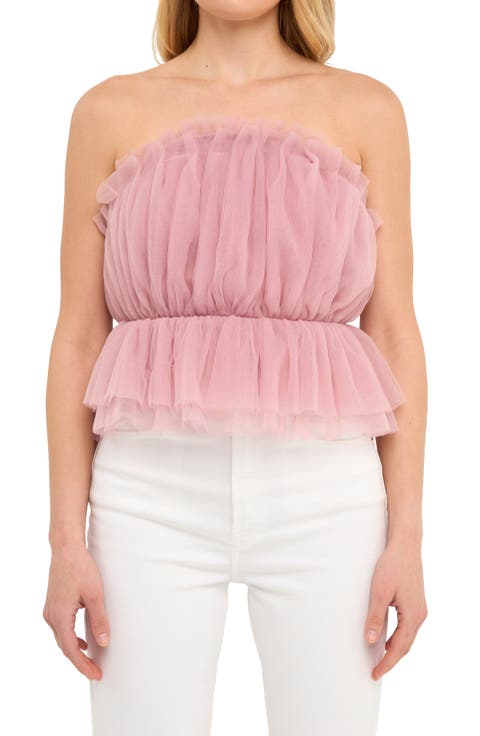 Strapless Tulle Peplum Top