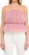 Endless Rose Strapless Tulle Peplum Top