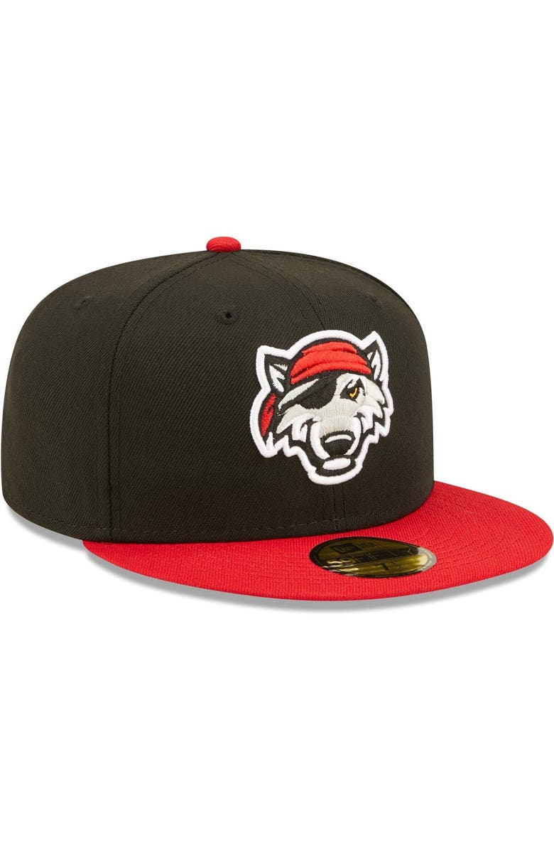 New Era Men's New Era Black Erie SeaWolves Authentic Collection Team Alternate 59FIFTY Fitted Hat, Alternate, color, 