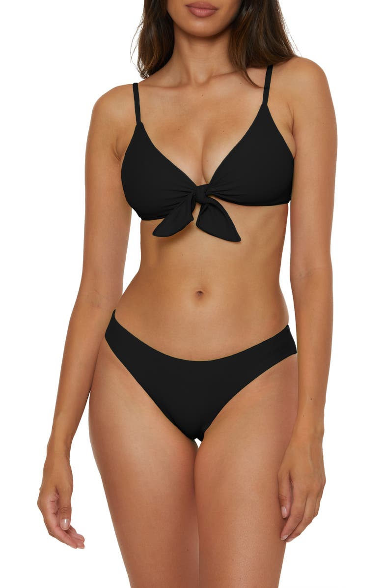 Becca Modern Edge Hipster Bikini Bottoms, Alternate, color, Black