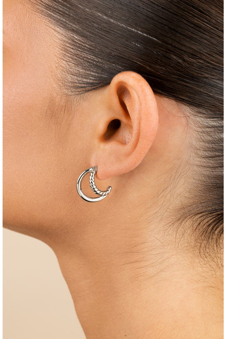 Acacia Double Row Huggie Hoop Earrings, Alternate, color, SILVER