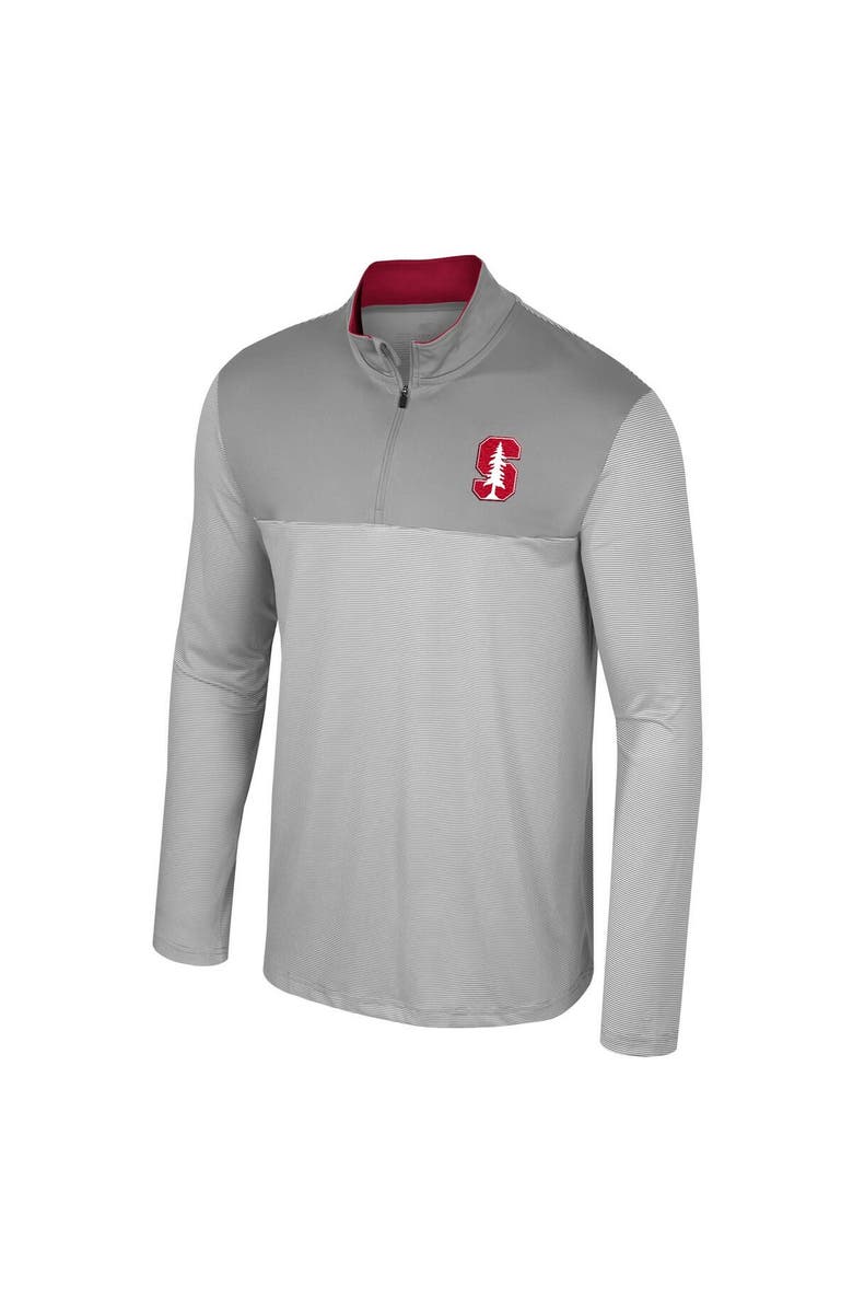 COLOSSEUM Men's Colosseum Gray Stanford Cardinal Tuck Quarter-Zip Top, Alternate, color,
