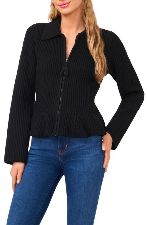 Ted Baker Peplum Detail Rib Cardigan In Black