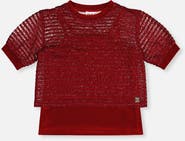 Deux par Deux Fake Layering Jacquard Sparkly Top & Cami