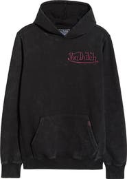 Von Dutch Logo Embroidered Fleece Pullover Hoodie