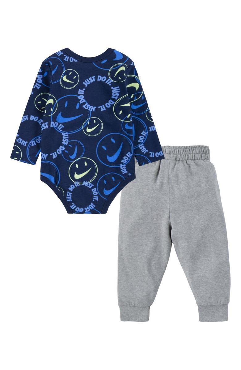 Nike Happy Long Sleeve Bodysuit & Pants Set, Alternate, color, Dark Grey