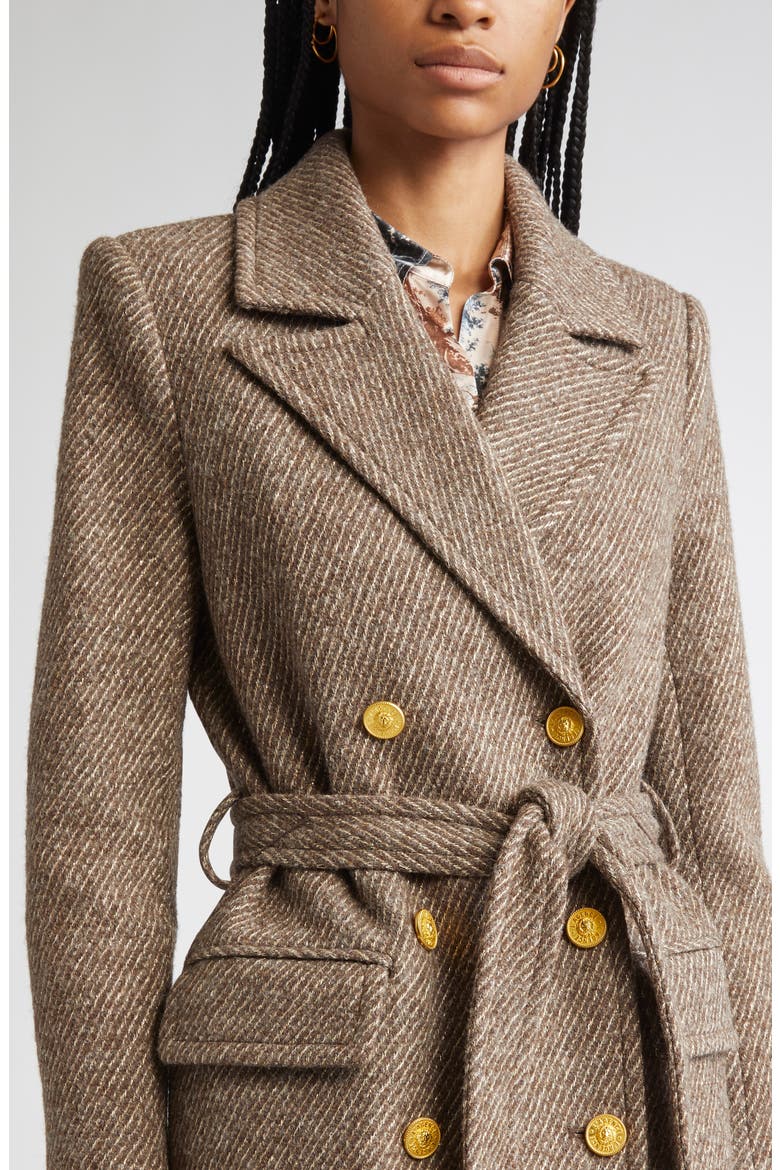 Kolina Double Breasted Wool Blend Coat, Alternate, color, BRACKEN BROWN/ GOLD