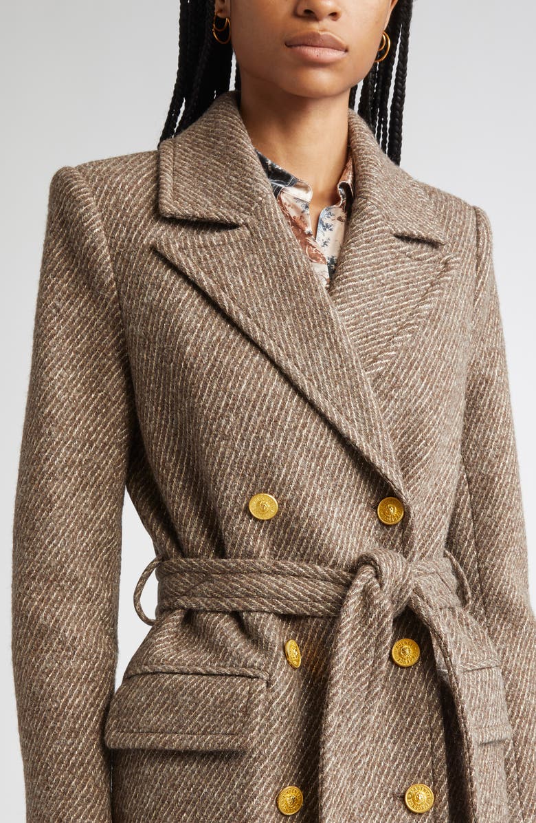 L'AGENCE Kolina Double Breasted Wool Blend Coat, Alternate, color, Bracken Brown/ Gold