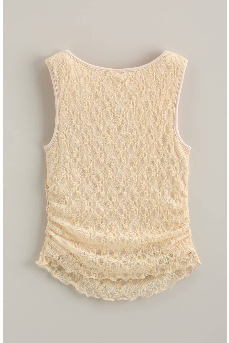 Kids' Ruched Stretch Lace Tank, Alternate, color, BEIGE ANGORA