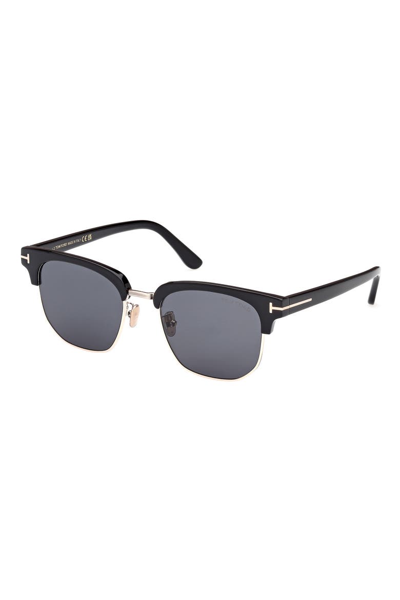 54mm Square Sunglasses, Alternate, color, SHINY BLACK / SMOKE