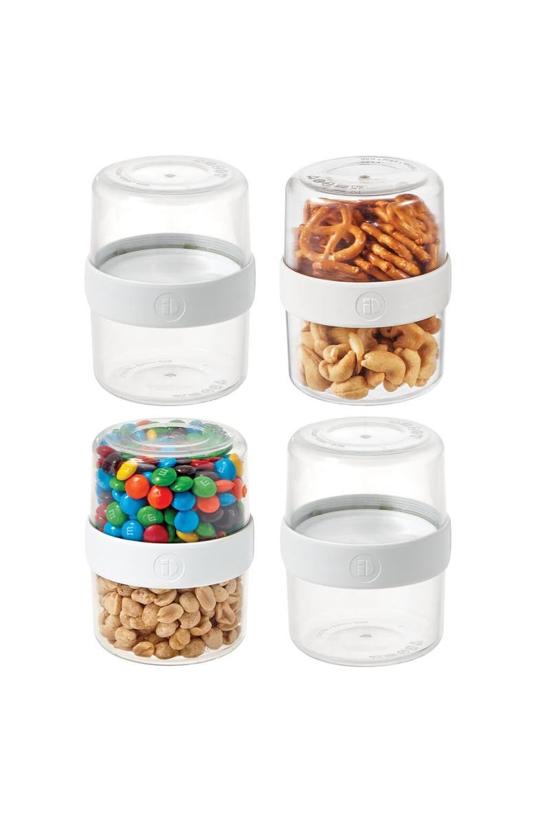 iDesign Small Stack 'n Snack Food Containers - Stackable Snack Containers - Set of 4 - Clear/White, Main, color, Clear/White