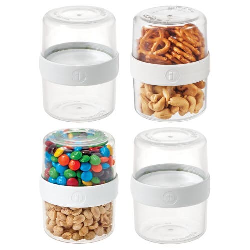 iDesign Small Stack 'n Snack Food Containers - Stackable Snack Containers - Set of 4 - Clear/White 