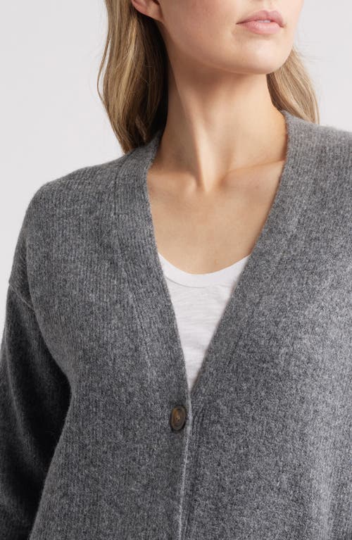 Caslonr Caslon(r) Easy Long Cozy Cardigan In Grey Dark Heather