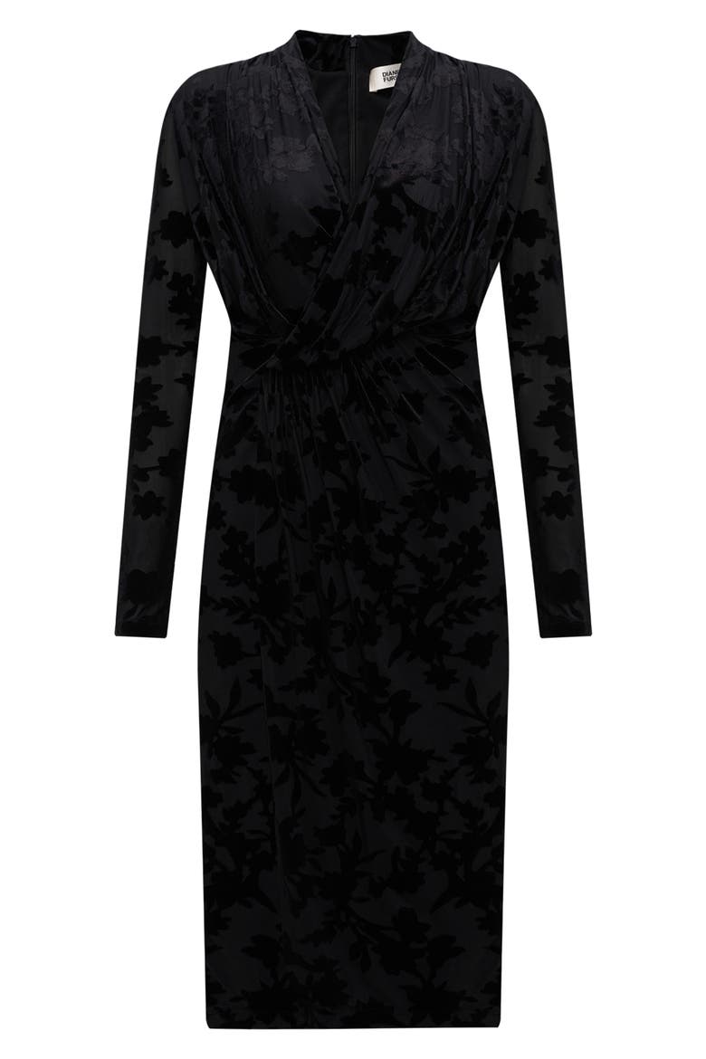 Tamra Long Sleeve Velvet Dress, Alternate, color, BLACK