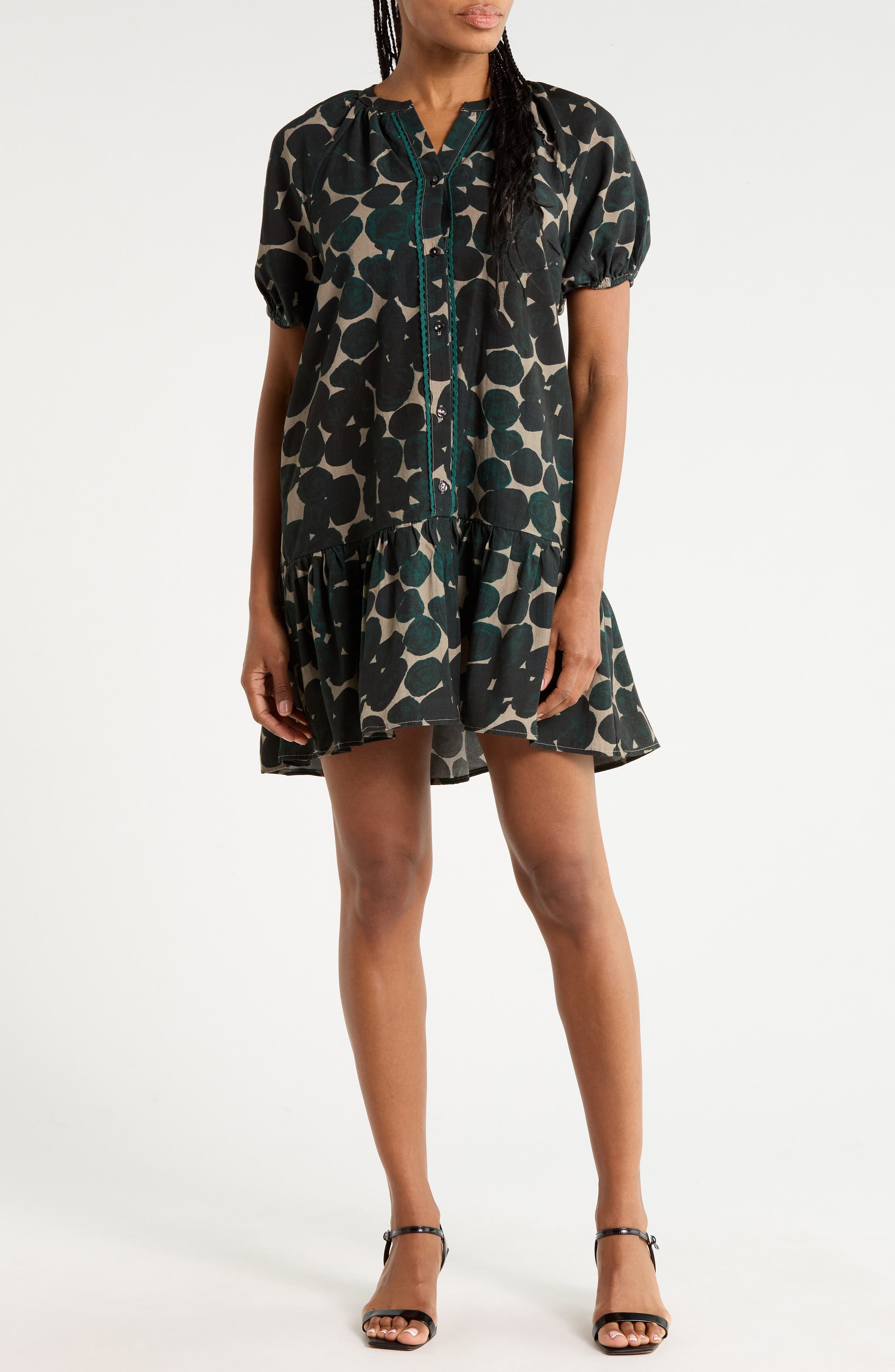 Puff Sleeve Print Minidress