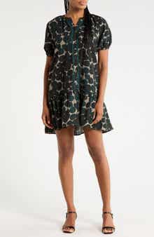 Puff Sleeve Print Minidress