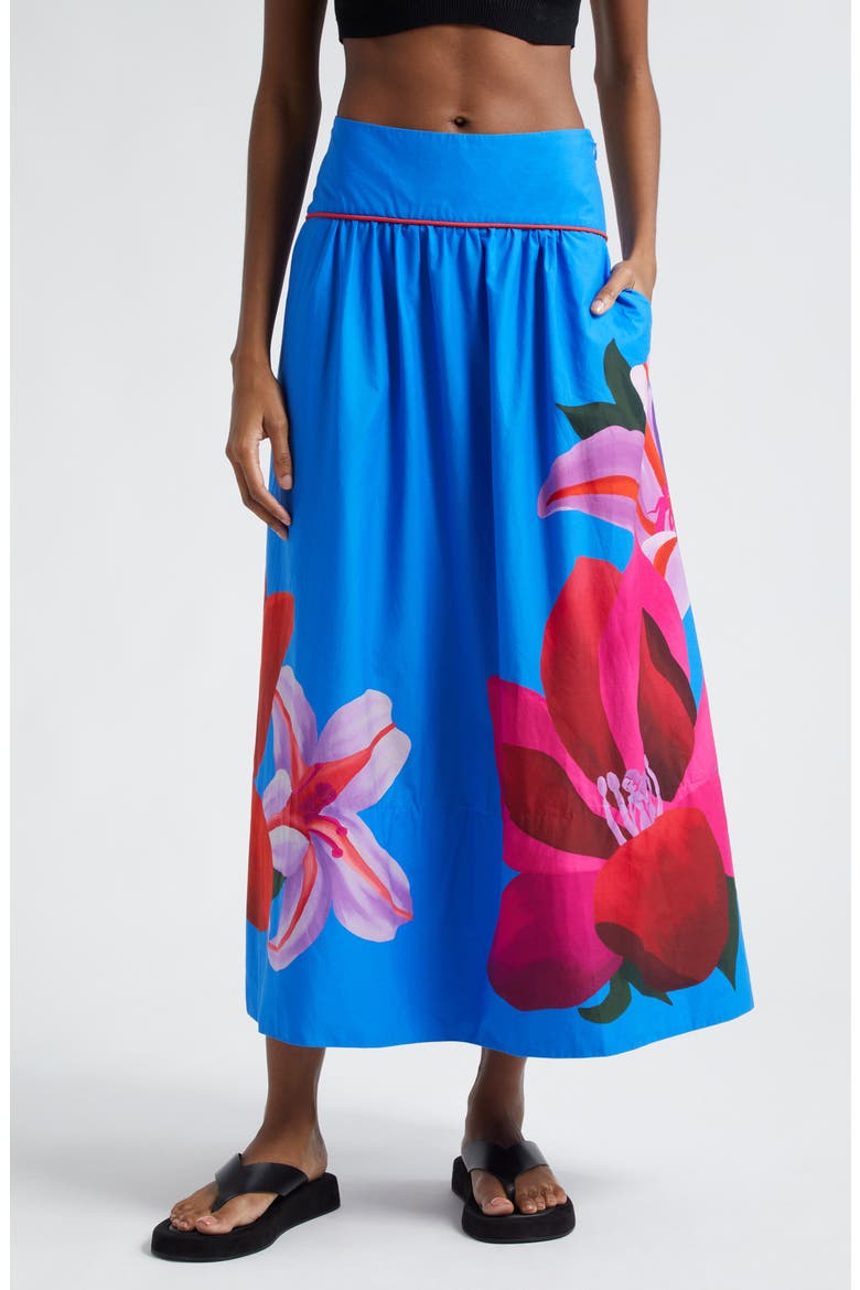 Amazonia Floral Maxi Skirt, Main, color, WATERCOLOR FLORAL BLUE