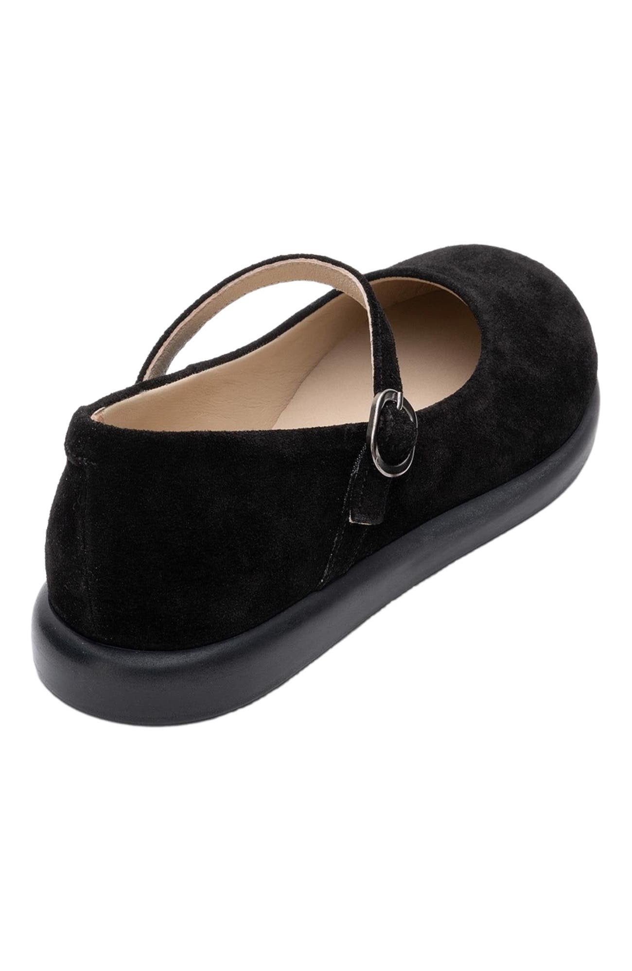 Forever 
Always Shoes ANISA Leather Strap Flat, Alternate, color, Black Leather