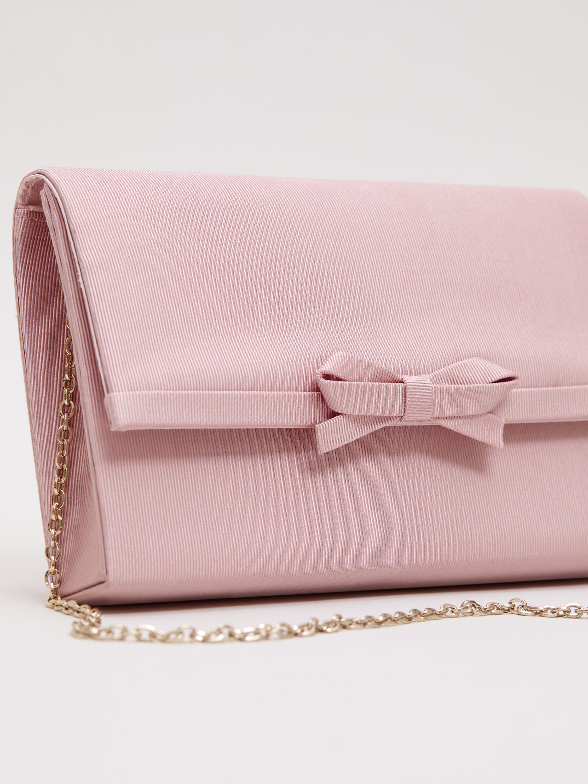 Phase Eight Grosgrain Bow Clutch, Alternate, color, Pale Pink
