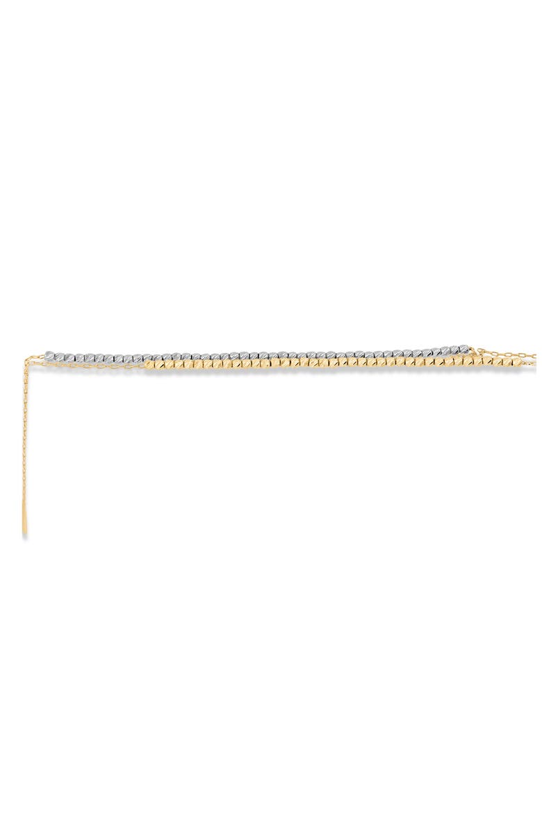 14K Gold 2-Tone Double Beaded Layered Chain Necklace (Online Trunk Show), Alternate, color, 14K WHITE GOLD/YELLOW GOLD