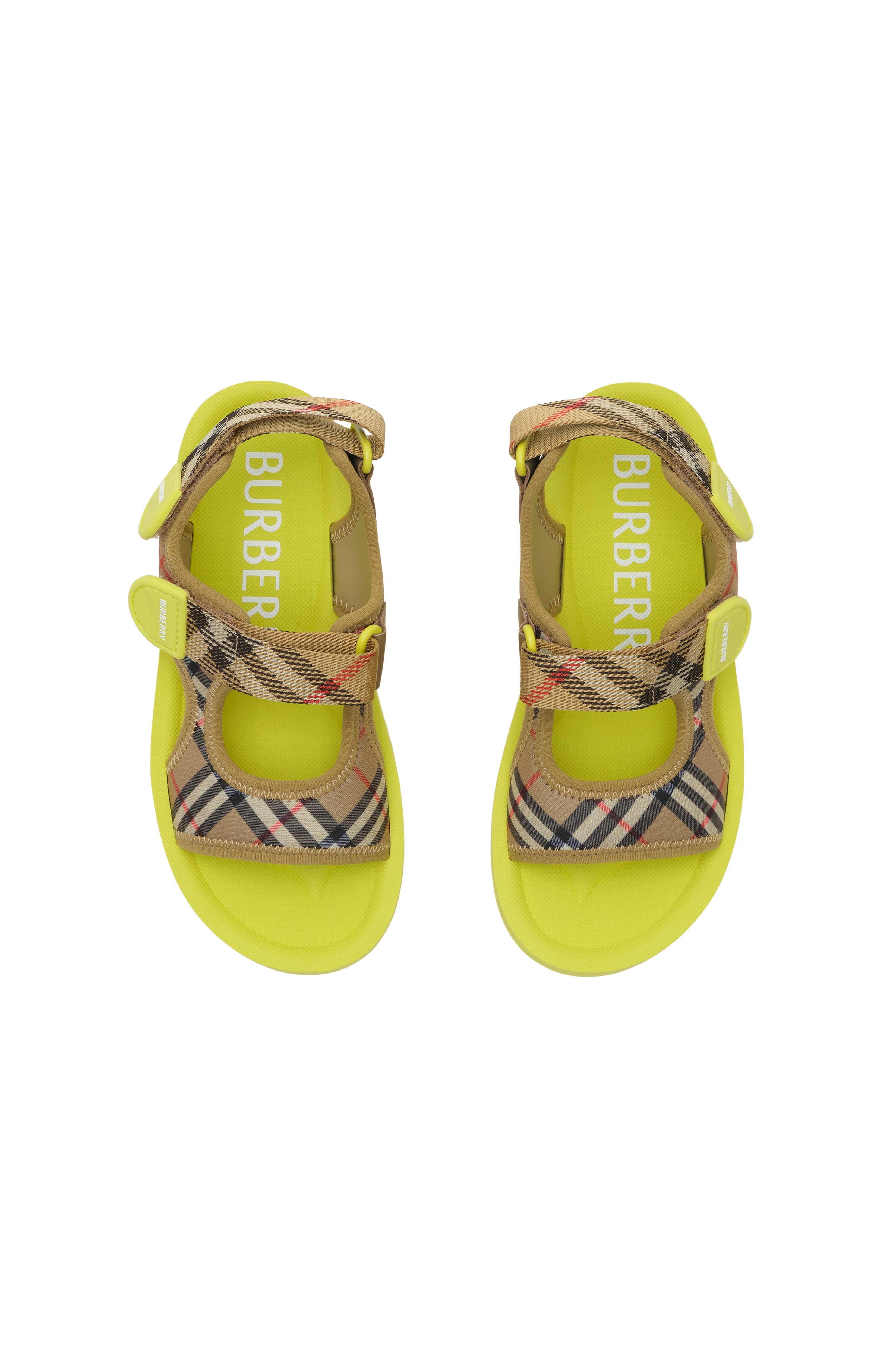 Burberry Check Sandals, Alternate, color, Sand Beige/Green