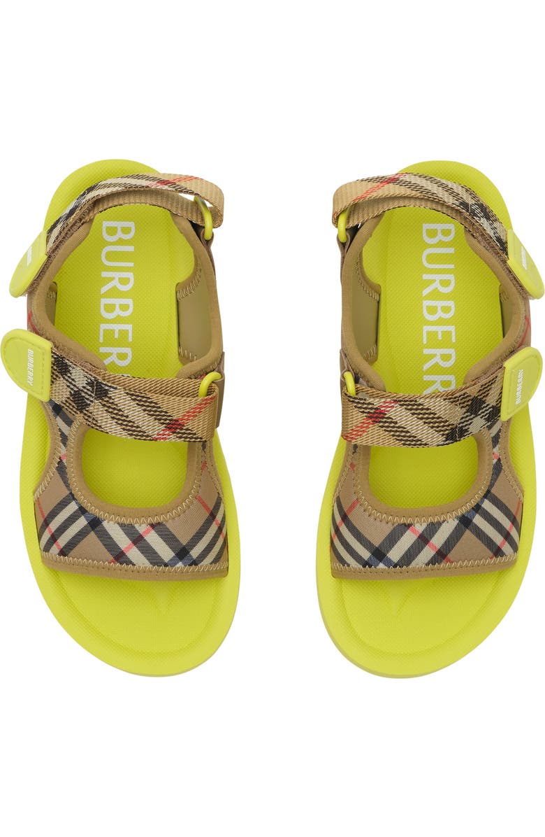 Burberry Check Sandals, Alternate, color, Sand Beige/Green