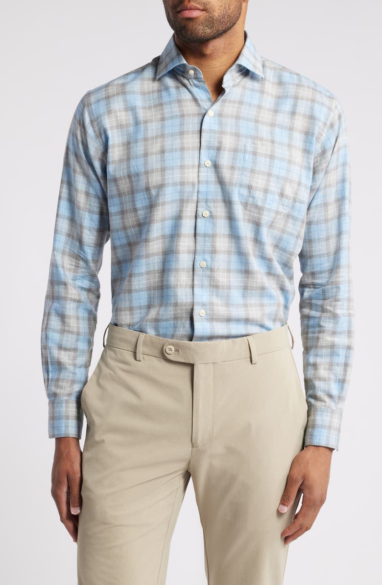 Peter Millar Langley Plaid Cotton Button-Up Shirt, Main, color, 