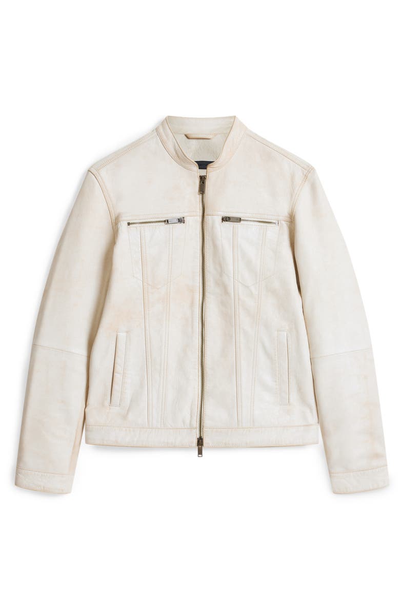 John Varvatos Brando Band Collar Leather Jacket, Alternate, color, 