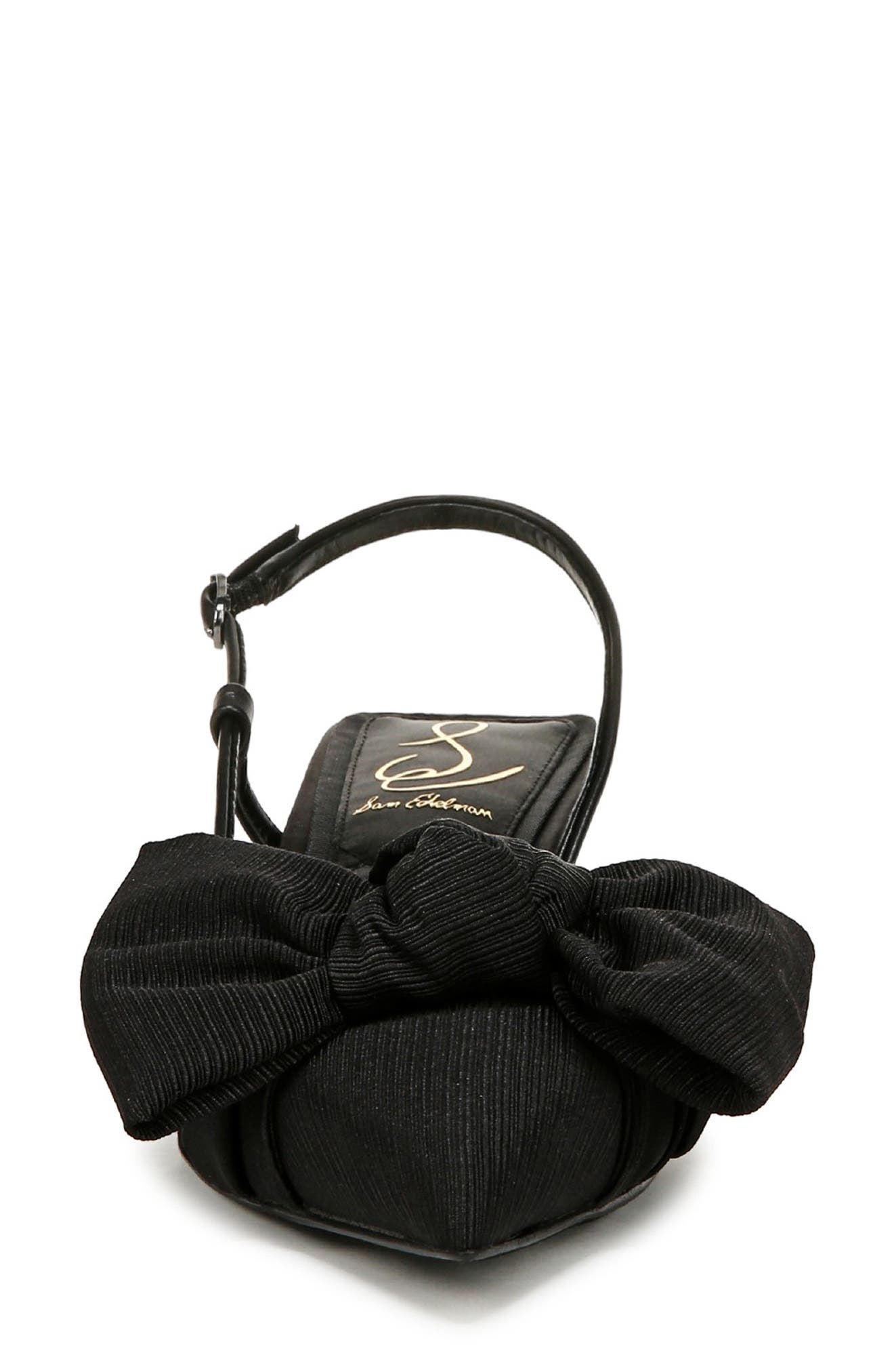 Sam Edelman Treena Bow Plissé Pointed Toe Kitten Heel Sandal, Alternate, color, 