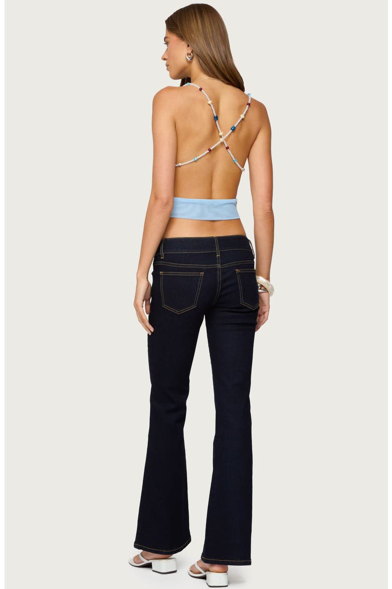 Beaded Cowl Neck Backless Crop Top, Alternate, color, LIGHT-BLUE
