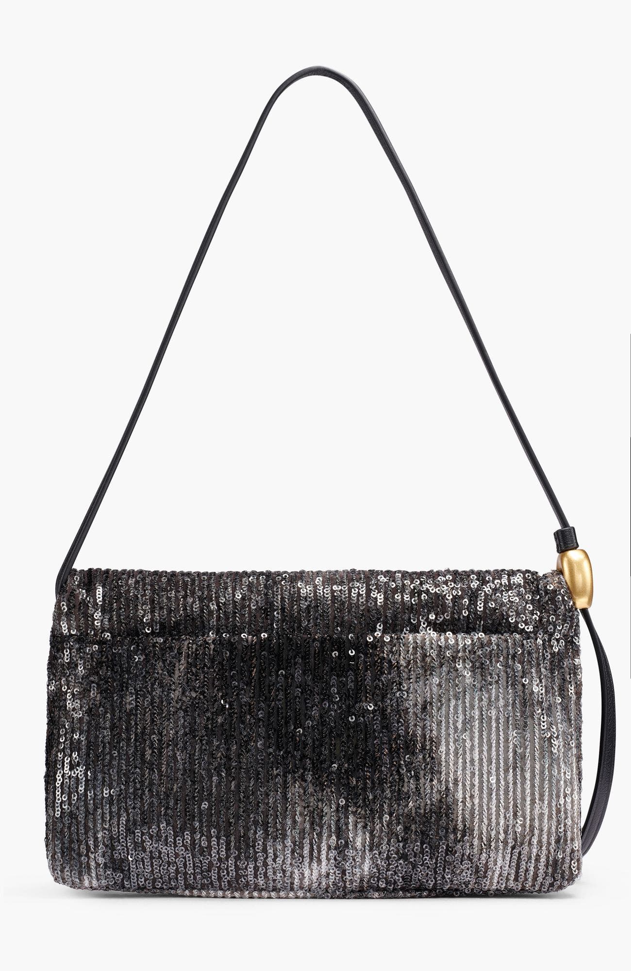 Velvet Flap Shoulder Bag, Alternate, color, Black/Gold