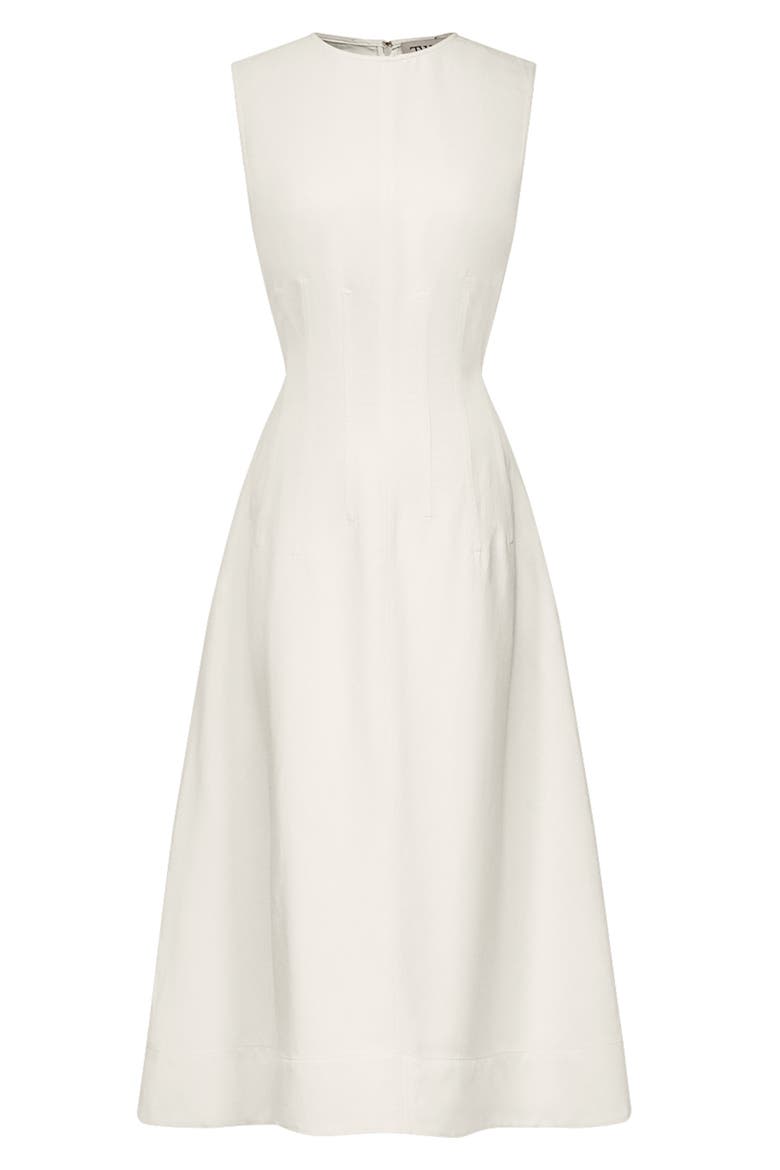 Darted Crewneck Dress, Alternate, color, BONE