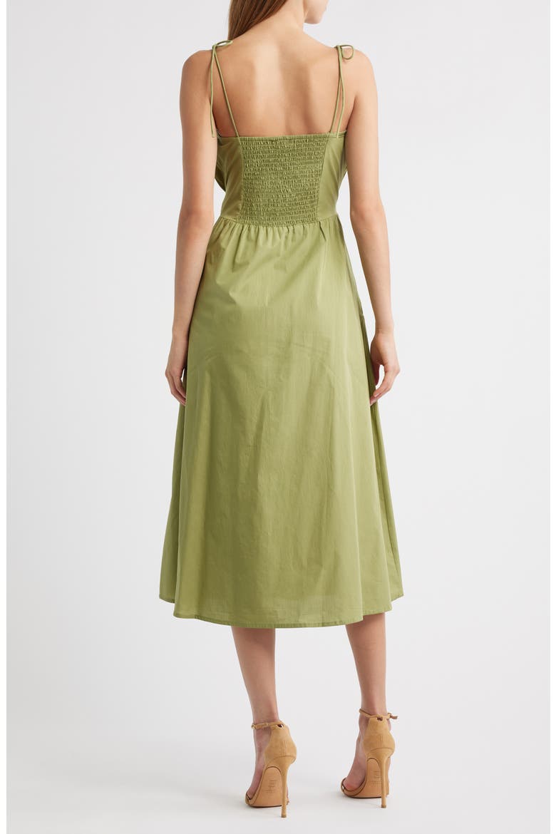 Cotton Poplin Midi Dress, Alternate, color, GREEN
