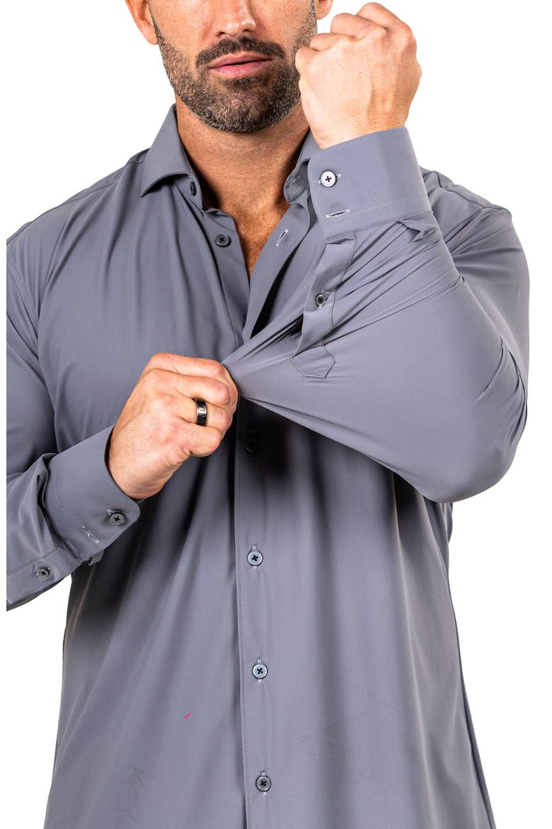 Eins Shaped Fit Marthy3014 Grey Knit Button-Up Shirt, Alternate, color, GREY