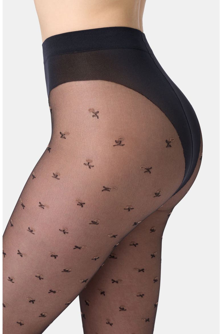 Floret Sheer Tights, Alternate, color, BLACK
