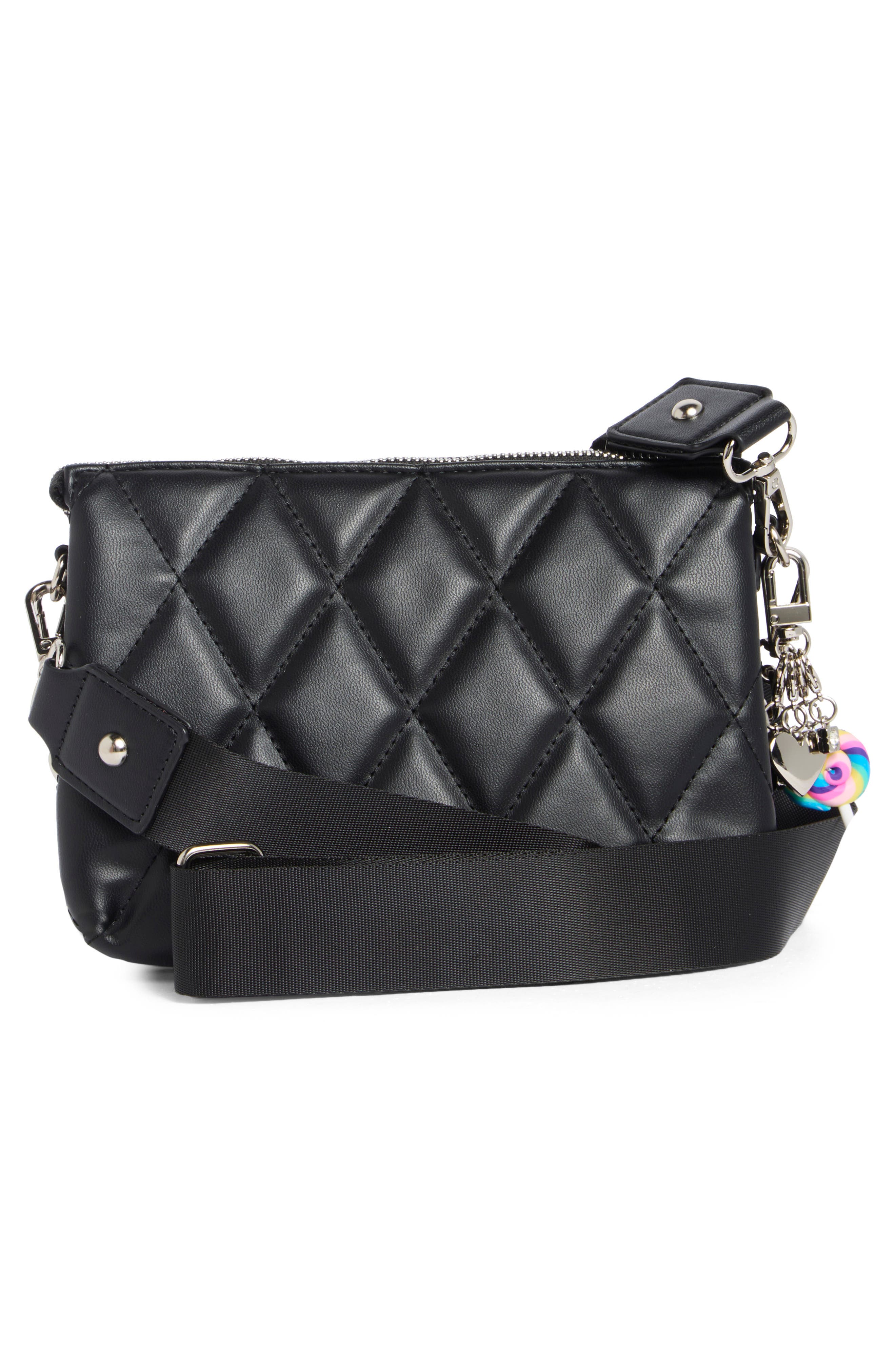 Madden Girl Modular Diamond Quilted Crossbody Bag, Alternate, color, Black