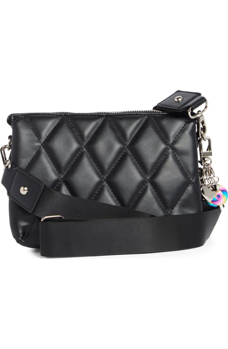 Madden Girl Modular Diamond Quilted Crossbody Bag, Alternate, color, Black
