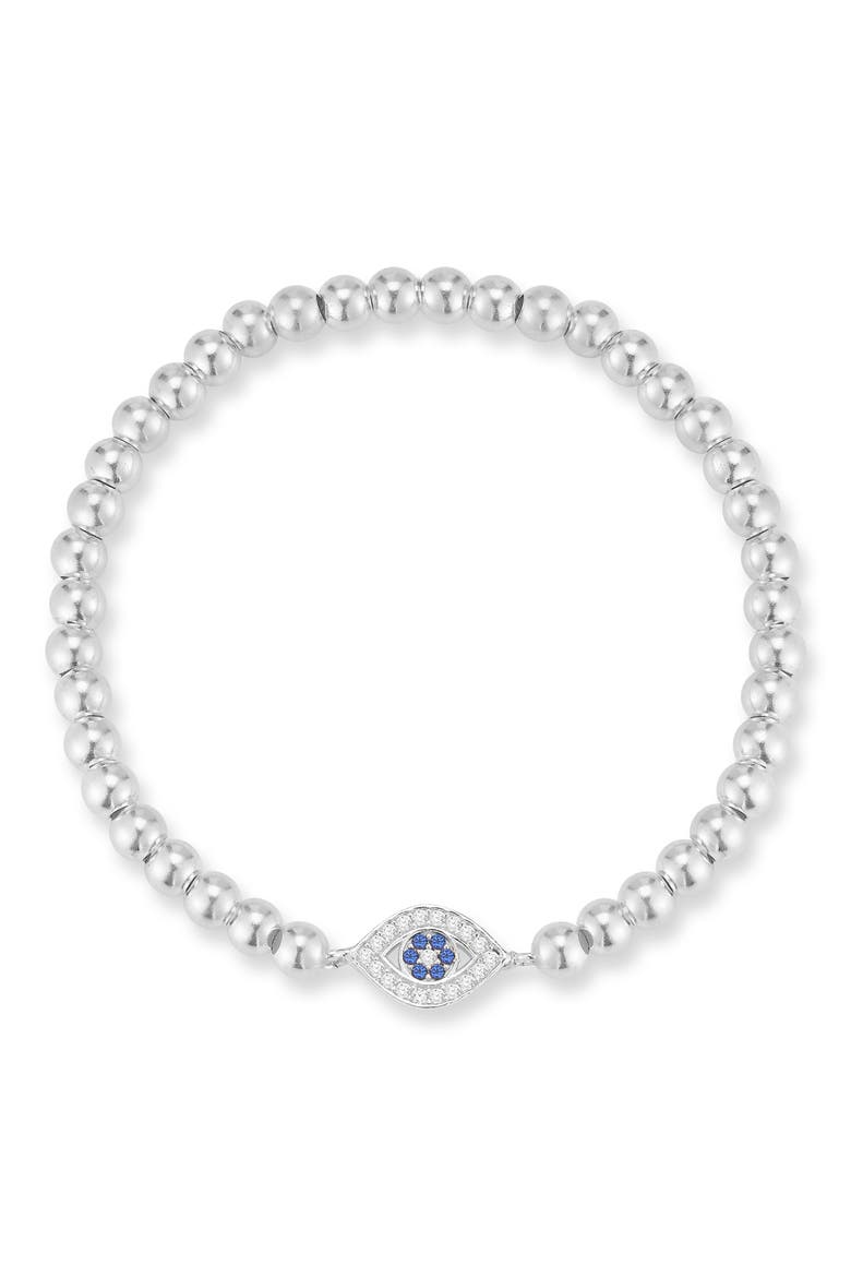 Evil Eye Stretch Bracelet, Main, color, SILVER