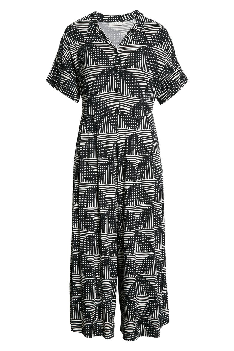 Abstract Print Crop Jumpsuit, Alternate, color, BLACK