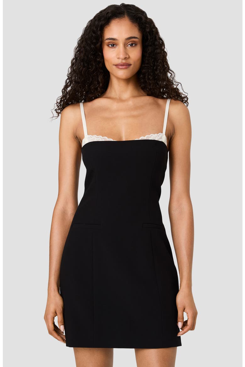 Azra Lace Trim Minidress, Alternate, color, BLACK PORCELAIN CREAM