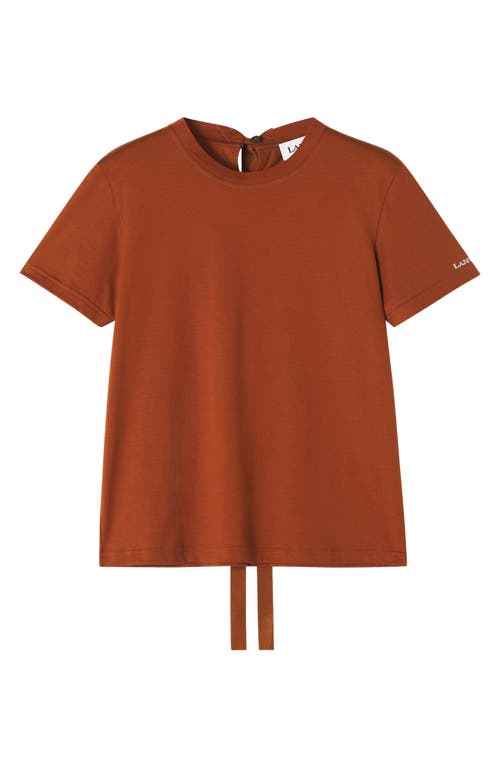 Lanvin Cotton T-shirt With Ribbon Detail In Brown