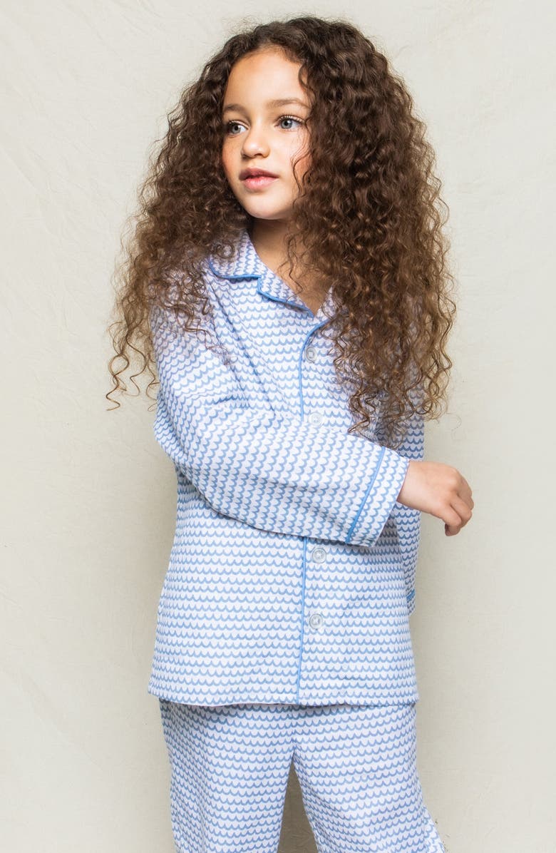 Petite Plume La Mer Two-Piece Long Sleeve Pajamas, Alternate, color, Blue