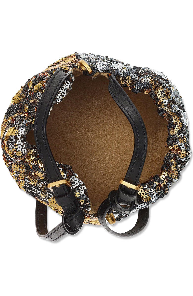 MCM Himmel Sequin Drawstring Bag, Alternate, color, Gold