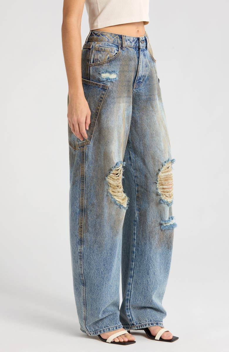 AFRM Bexley Ripped Barrel Leg Jeans, Alternate, color,