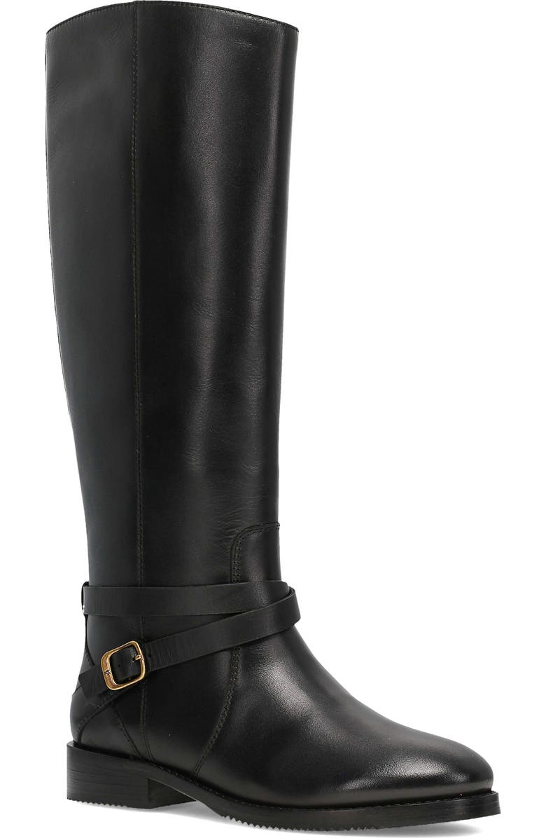 Frye Melissa Belted Knee High Riding Boot, Main, color, Black