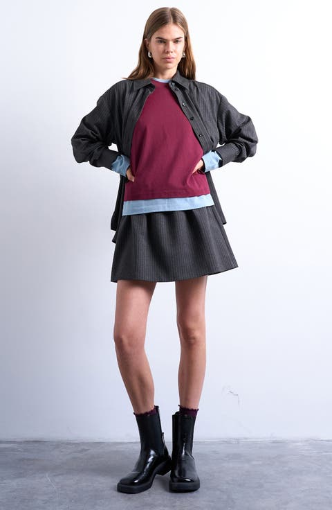 Pinstripe Low Rise Micro Miniskirt