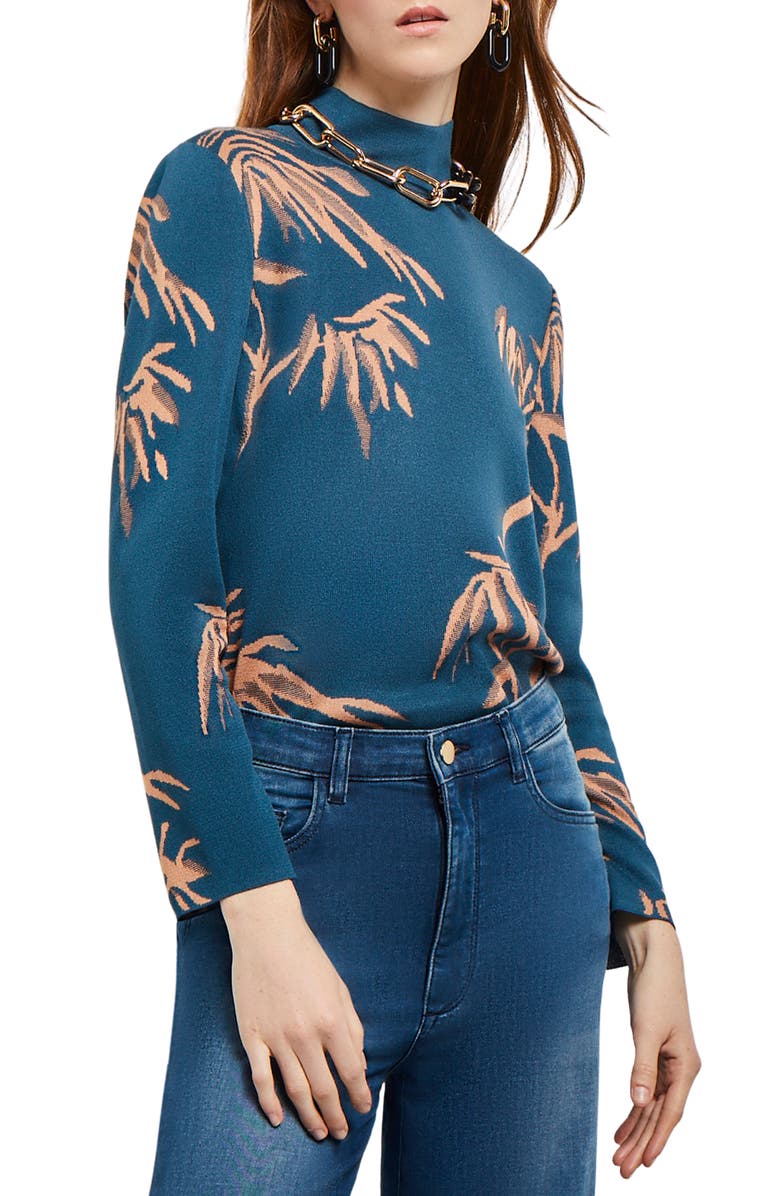 Misook Botanical Mock Neck Sweater, Main, color, 