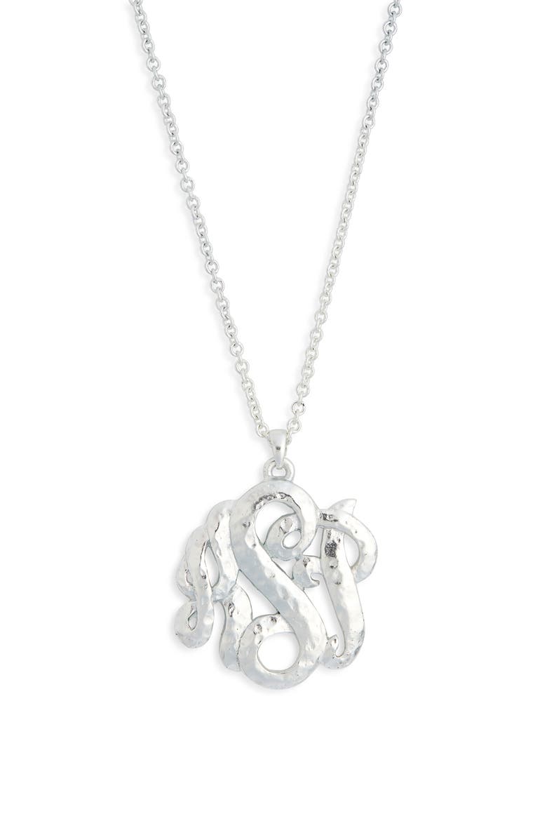 Monogram Pendant Necklace, Main, color, SILVER