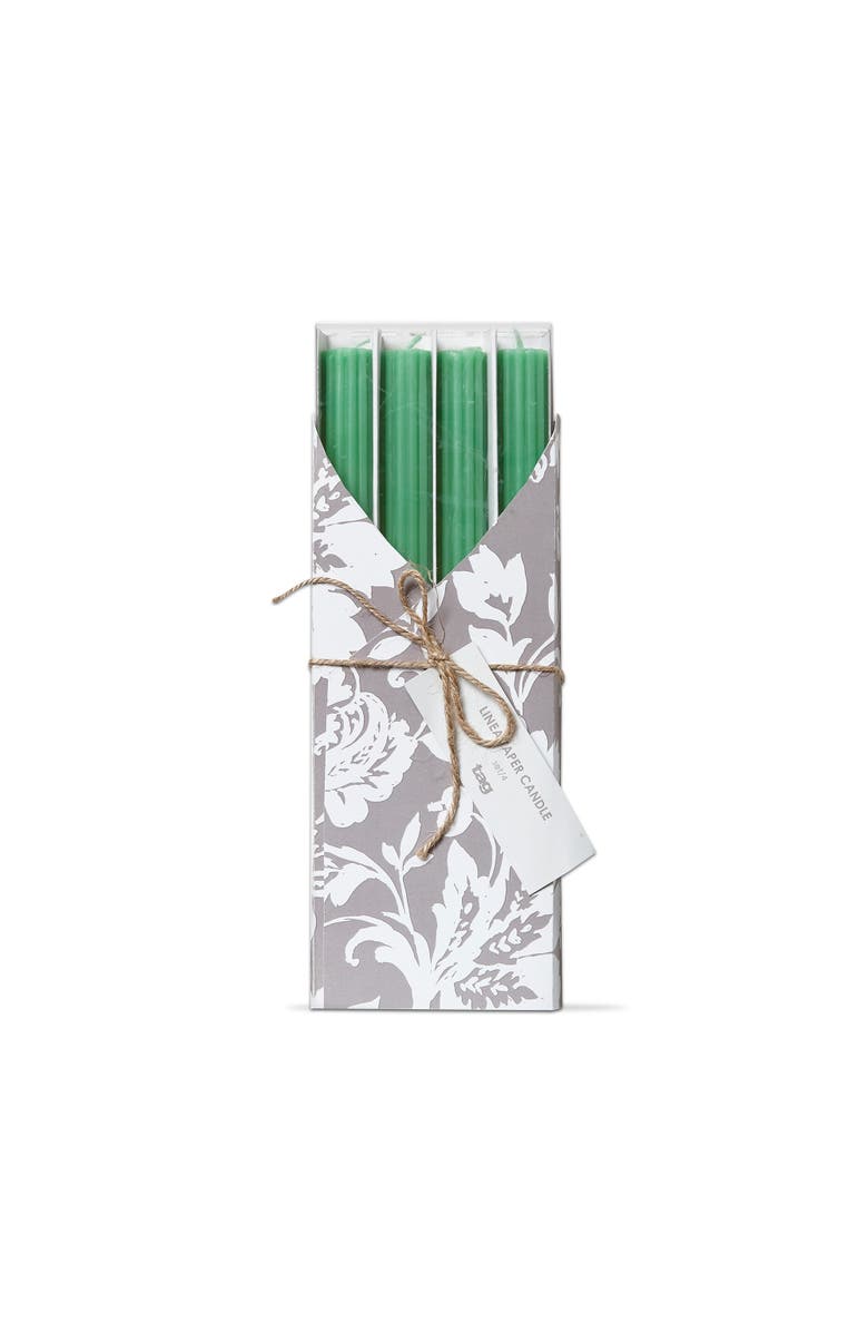 tag Green Unscented Taper Candle Set of 4 Linea Paraffin Wax, Main, color, 